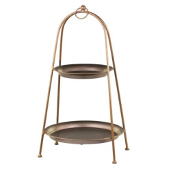 Bronzový antik dekorační kovový etažér Trays - Ø30*55cm