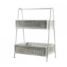 Krémový antik dekorační kovovo-dřevěný etažér Baskets - 45*27*60cm
