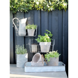 Přírodní antik cementový obal na květináč s oušky Tion - 13,5*13*12cm