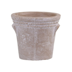 Přírodní antik cementový obal na květináč s oušky Tion - 13,5*13*12cm