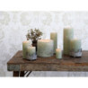 Zelená široká svíčka Macon Rustic verte - Ø 7*15cm/ 60h