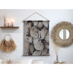 Nástěnné kulaté zrcadlo v rámu z mořské trávy Seagrass - 70 cm