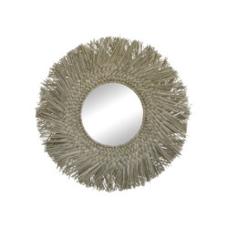 Nástěnné kulaté zrcadlo v rámu z mořské trávy Seagrass - 70 cm