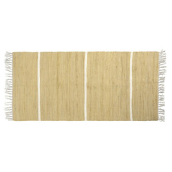 Žlutý bavlněný koberec s pruhy a třásněmi Rag honey - 70*160 cm