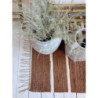 Hnědý bavlněný koberec s pruhy a třásněmi Rag walnut - 70*160 cm