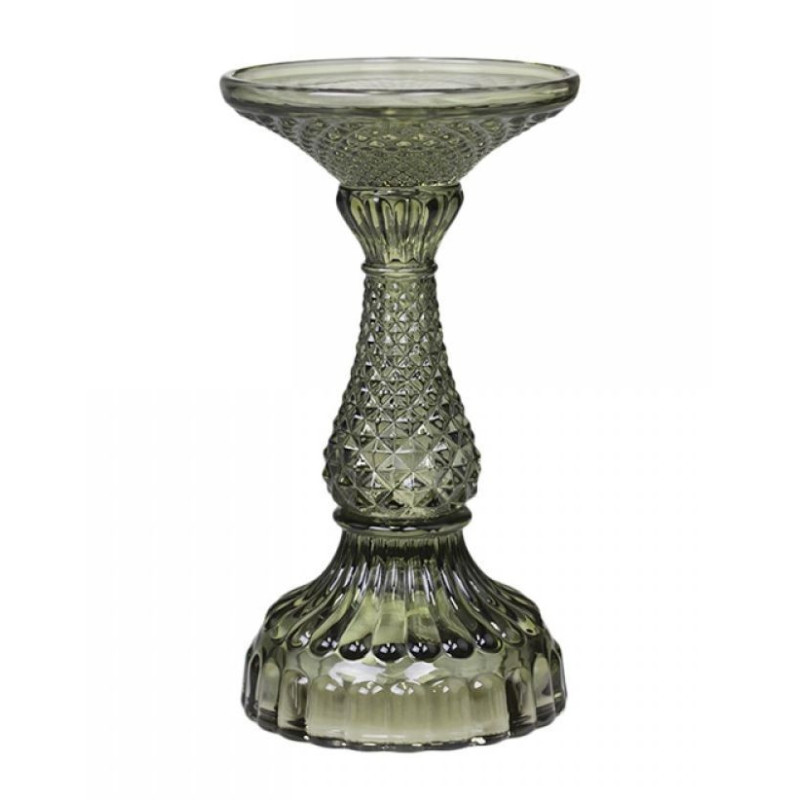 Zelený skleněný svícen Diamond - Ø 9*17 cm