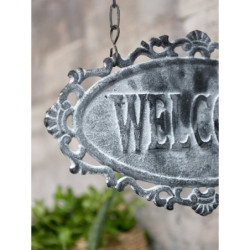 Šedá nástěnná závěsná cedule Welcome – 30*4*38cm