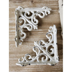 Krémová litinová konzole s ornamentem - 10*3,5*10cm
