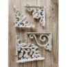 Krémová litinová konzole s lístky - 14*2*12cm