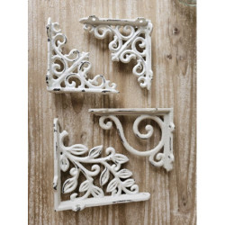 Béžová antik litinová konzole s ornamentem - 12*3*10 cm
