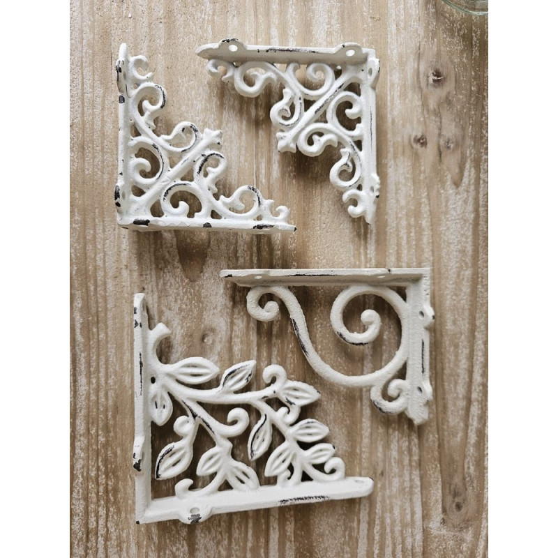 Béžová antik litinová konzole s ornamentem - 12*3*10 cm