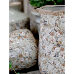 Zelený keramický dekorační džbán s kvítky Florals Evry - 16*11*18cm