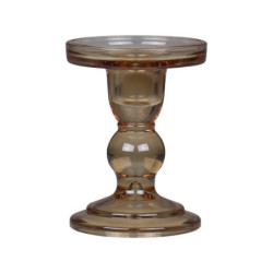 Karamelový skleněný svícen Pillar - Ø 8,5*11,5 cm