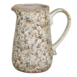 Zelený keramický dekorační džbán s kvítky Florals Evry - 16*11*18cm