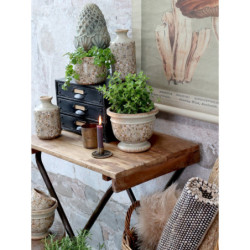 Zelená keramická dekorační váza s kvítky Florals Evry - Ø 10*21cm