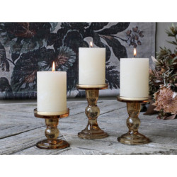 Karamelový skleněný svícen Pillar - Ø 8,5*14 cm