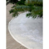 Béžový kulatý bavlněný koberec s větvičkami a šiškami Christmas Tree - Ø110 cm