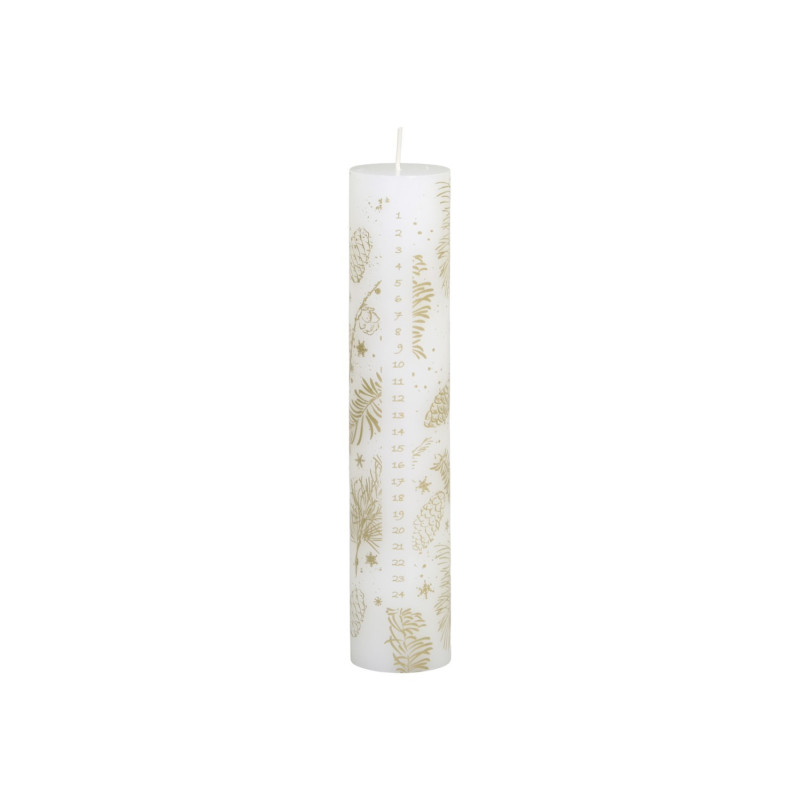 Bílo-zlatá adventní svíčka s čísly 1-24 Advent Candle - Ø 5*25cm / 60h