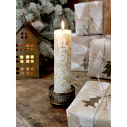 Bílo-zlatá adventní svíčka s čísly 1- 4 Advent Candle - Ø 5*20cm / 48h