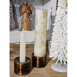 Bílo-zlatá adventní svíčka s čísly 1- 4 Advent Candle - Ø 5*20cm / 48h