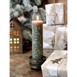 Zeleno - zlatá adventní svíčka s čísly 1- 4 Advent Candle - Ø 5*20cm / 48h
