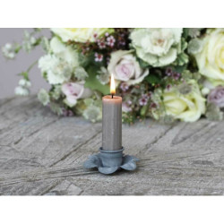 Zinkový antik svícen na úzkou svíčku Flower - Ø 6,5*2cm