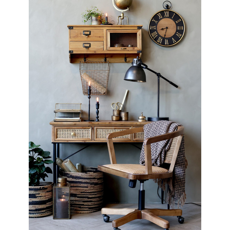 Antik dřevěná židle s výpletem a opěrkami na kolečkách Old French chair - 62*62*92 cm