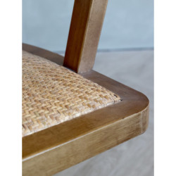Antik dřevěná židle s výpletem a opěrkami na kolečkách Old French chair - 62*62*92 cm