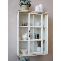Krémová antik nástěnná dřevěná skříňka s posuvnými dvířky Milla - 52*20*70cm
