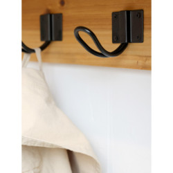 Hnědá antik dřevěná nástěnná polička se šuplíčky a háčky Silla - 60*17*19cm