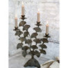 Mosazný antik kovový svícen s listy Ginkgo Old French - 34*14*46 cm