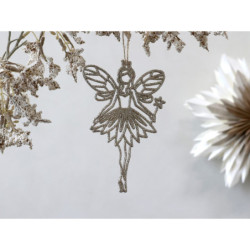 Champagne vánoční dekorace víla Fairy glitter - 9*14 cm