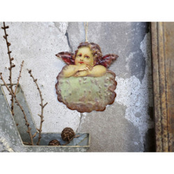 Vánoční kovová závěsná dekorace anděl Angel Vintage - 14*16 cm