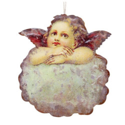 Vánoční kovová závěsná dekorace anděl Angel Vintage - 14*16 cm