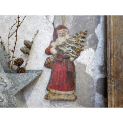 Vánoční kovová závěsná dekorace Santa Vintage - 16*30 cm