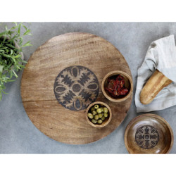 Dřevěný servírovací otočný podnos Tapas Tours Tray - Ø 45*4 cm