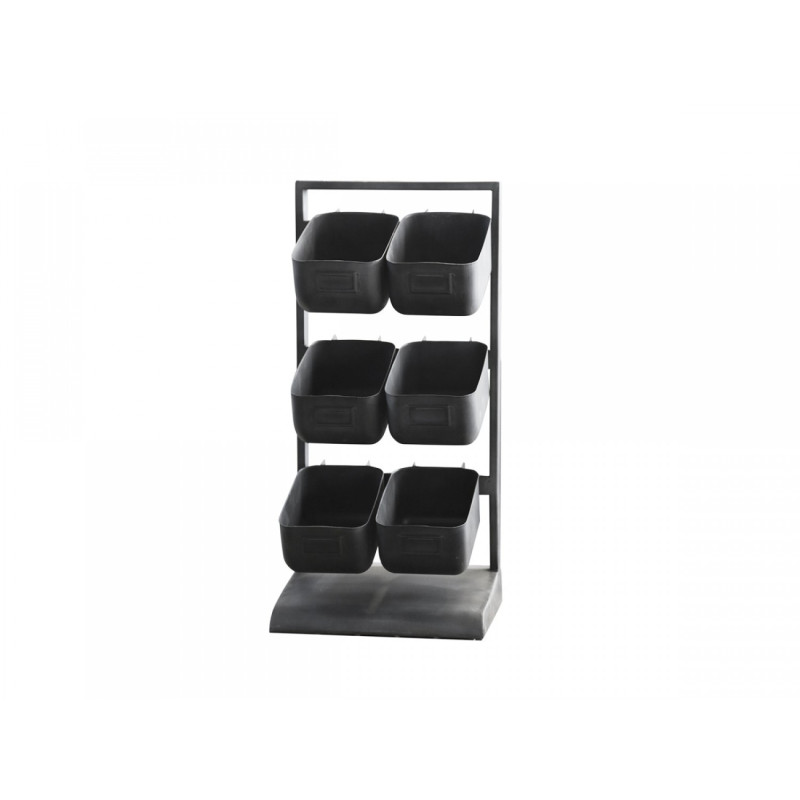 Černá kovová police se 6-boxy - 27*23*57 cm