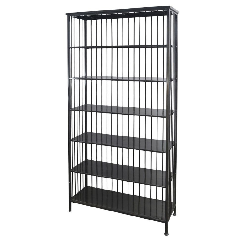 Černý kovový regál/ knihovna s policemi Vinni - 95*38*195cm