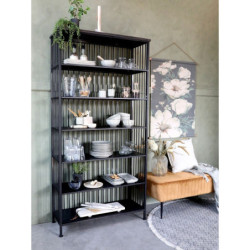 Černý kovový regál/ knihovna s policemi Vinni - 95*38*195cm