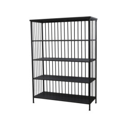 Černý kovový regál/ knihovna s policemi Vinni - 97*38*132cm