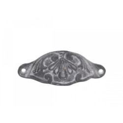 Šedá litinová úchytka s ornamentovým zdobením  - 11*3*4 cm