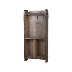 Hnědá dřevěná retro nástěnná skříňka na klíče - 26*12*60cm