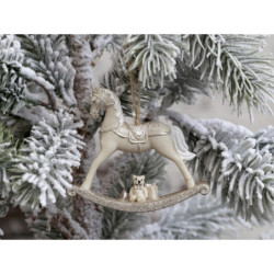 Latté vánoční ozdoba houpací koník - 8*2*7cm