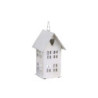 Krémový antik kovový domek na svíčku - 8*9*15cm