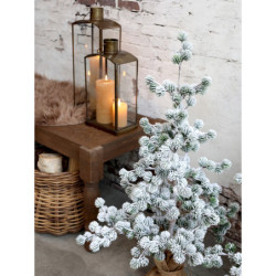 Zasněžený vánoční cedrový stromek v jutě Cedar snow - 80cm