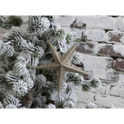 Champagne papírová hvězda Vintage s glitry - 13 cm