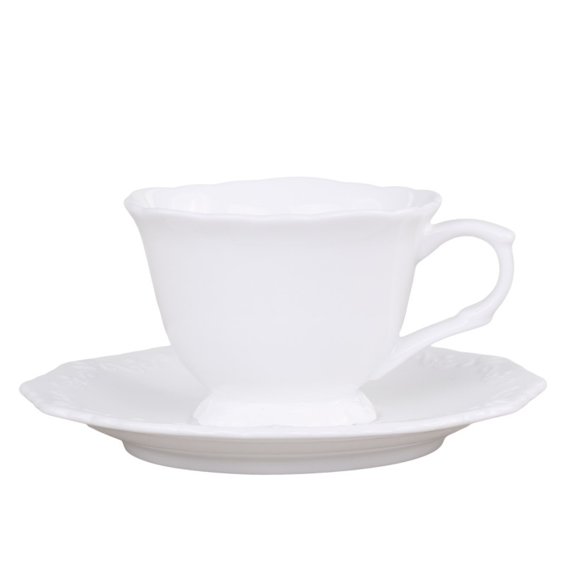 Porcelánový šálek s podšálkem s krajkou Provence lace - 9cm / 0.18L