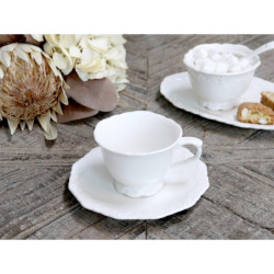 Porcelánový šálek s podšálkem s krajkou Provence lace - 9cm / 0.18L