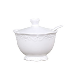 Porcelánová cukřenka se lžičkou a krajkou Provence lace - Ø10*9cm