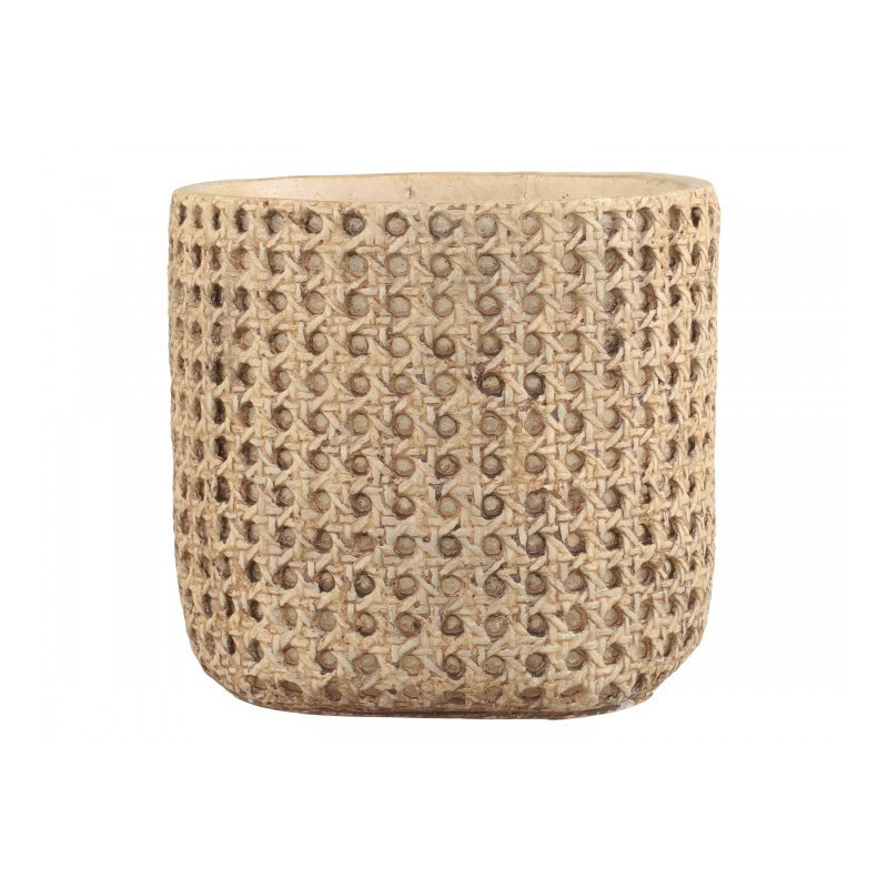 Hnědý obal na květináč s proutěným vzorem Corte -  Ø 18*17cm